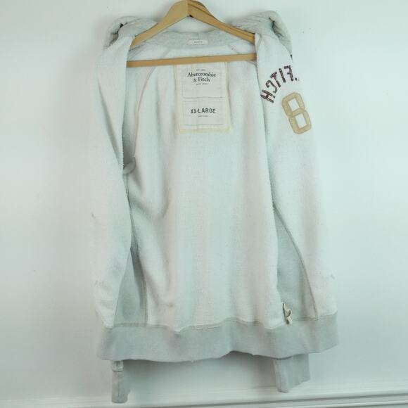 Vintage Abercrombie & Fitch XXL Full Zip Hoodie Y2K Distressed Spell Out Logo - Picture 14 of 16